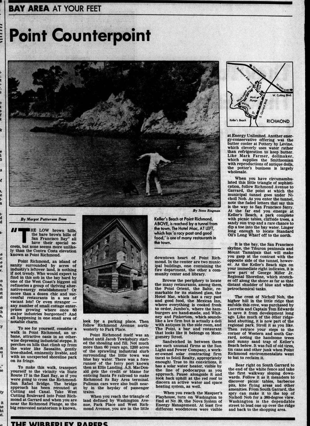 San Francisco Sunday Examiner and Chronicle, Point Counterpoint walking tour of Point Richmond by Margot Patterson Doss, October 26, 1980